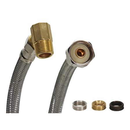 Fluidmaster Fluidmaster 3/8 in. Compression X 1/2 in. D FIP 60 in. Stainless Steel Dishwasher Supply Line 1W60CU